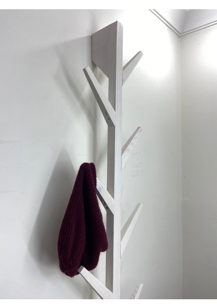 Doğal Ahşap Vestiyer, Dekoratif 8 Askılı Portmanto, Vintage Elbise Askısı Beyaz indirimleri