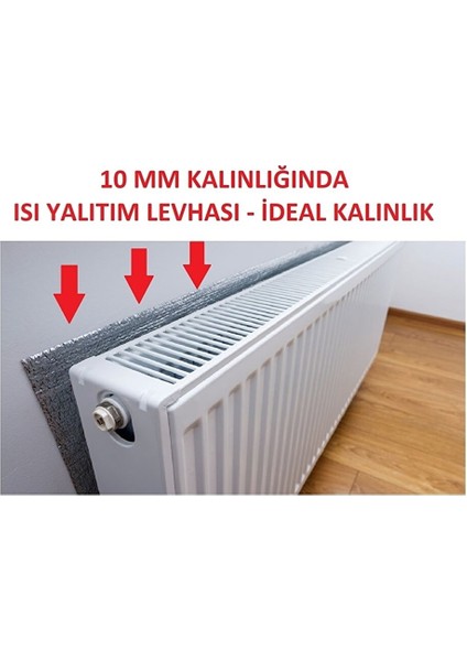 Alüminyum Folyolu 50X100CM KALINLIK:10MM Radyatör Petek Arkası Isı Yalıtım Izolasyon Levhası 3 Adet