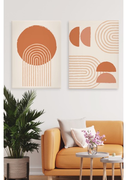 Kanvas Geometric Daireler Deseni 2'li Tablo Seti 0675