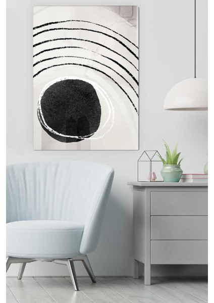 Kanvas Gri Dekoratif Deseni Tablo 0488