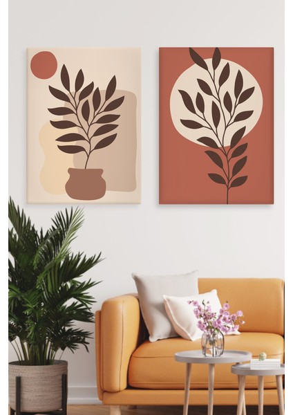 Kanvas Minimal Tropical Deseni 2'li Tablo Seti 0704