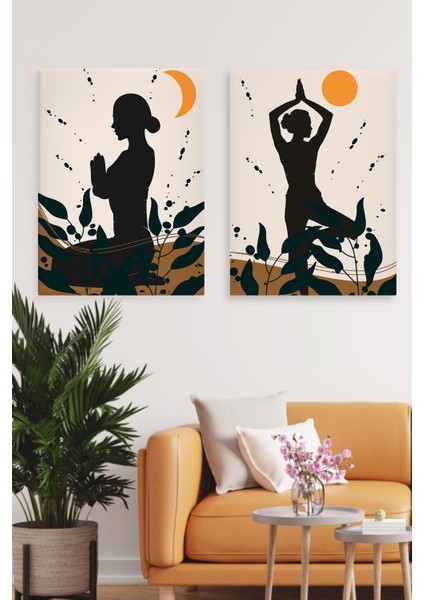 Kanvas Yoga Deseni 2'li Tablo Seti 0738