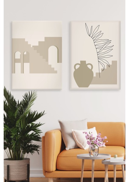 Kanvas Geometric House 2'li Tablo Seti 0667
