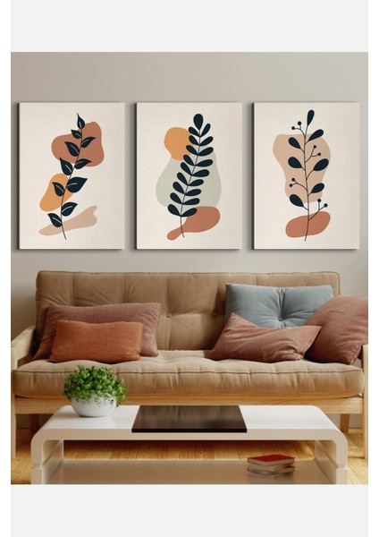 Kanvas Minimal Floral 3'lü Tablo Seti 0799