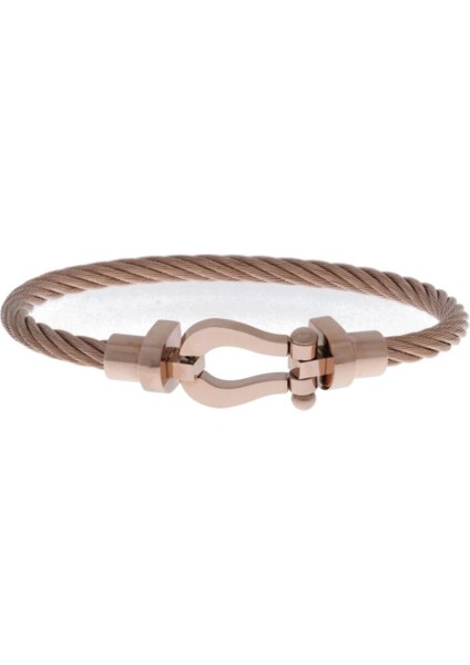 Unisex Rose Renk Çelik Bileklik