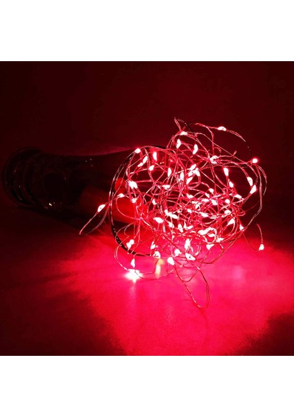 4 Metre Kırmızı Pilli LED Işık Kırmızı LED Işık Kırmızı Yılbaşı Ağacı Işığı Kırmızı Noel Işığı Parlak Modlu Işık