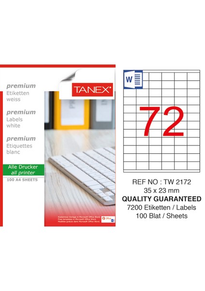 TW-2172 35X23MM Laser Etiket 100LÜ-0759