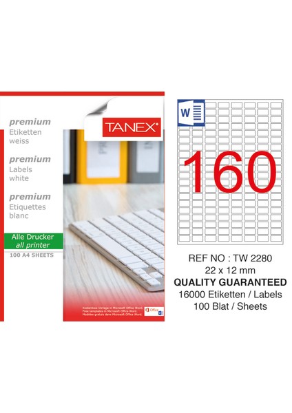 TW-2280 22X12 Laser Etiket 100LÜ-0933