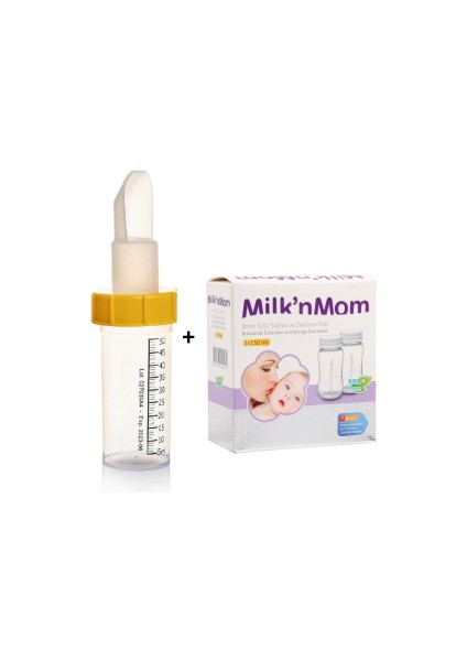 Anne Sütü Emzirme Kaşığı-***2 Adet 150 ml Şişe Hediyeli*** Flowcup Aç-Kullan Kaşıklı Biberon