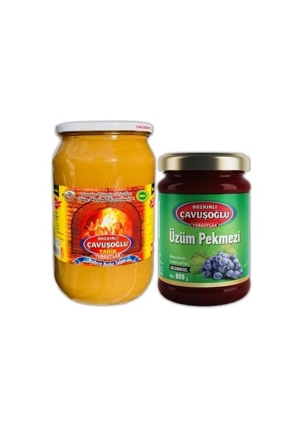 Odun Ateşinde Kepeksiz Bozkır Tahini Cam Kavanoz 930 gr + Üzüm Pekmezi Cam Kavanoz 800 gr fiyatları