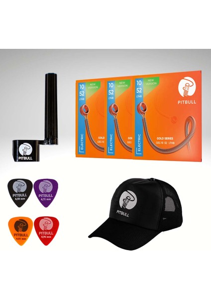 Pitbull Gold Seri Elektro Gitar Teli 10-52 Lthb Geg 10-52 3p Ssc 3'lü Set Hediyeli Paket
