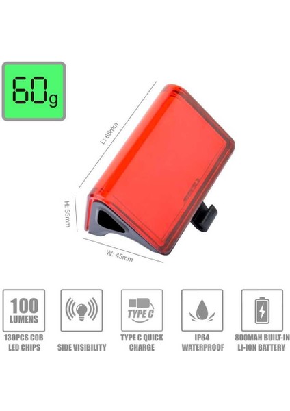 /brawiga LW-R200 USB Şarjlı Arka Işık 100 Lümen fırsatları