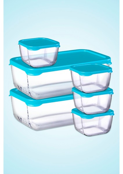 Mavi 6 Parça Snowbox Saklama Kabı Takımı 2 Büyük + 4 Küçük