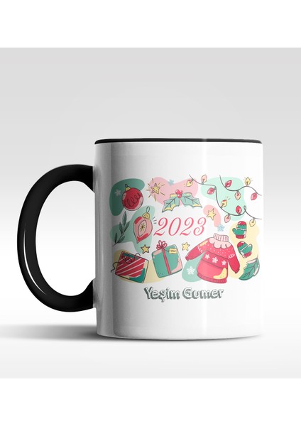 Kişiye Özel Yeni Yıl 2022 Tasarımlı Siyah Kupa