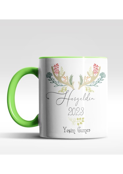 Kişiye Özel Hoş Geldin 2022 Tasarımlı Yeşil Kupa