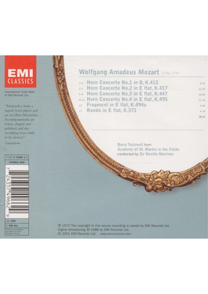 Mozart,barry Tuckwell –horn Concertos Nos. 1-4 (Cd)
