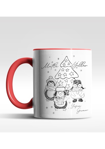 Kişiye Özel Yeni Yıl Greetings Tasarımlı Kırmızı Kupa