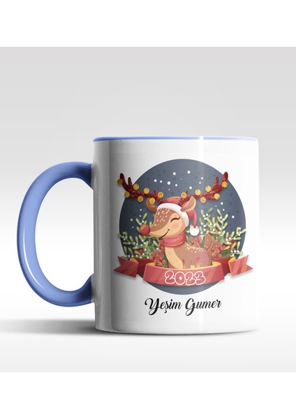 Kişiye Özel Sevimli Geğik 2022 Tasarımlı Mavi Kupa