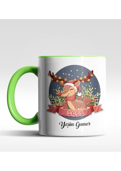 Kişiye Özel Sevimli Geğik 2022 Tasarımlı Yeşil Kupa