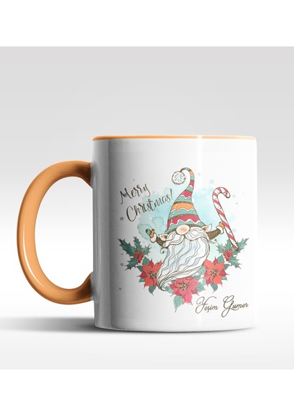 Kişiye Özel Gnome Cüce Tasarımlı Turuncu Kupa