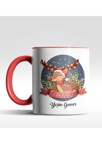 Kişiye Özel Sevimli Geğik 2022 Tasarımlı Kırmızı Kupa