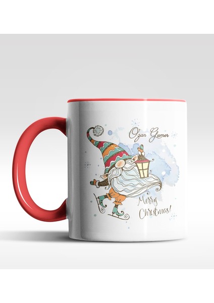 Kişiye Özel Gnome Patenli Cüce Tasarımlı Kırmızı Kupa