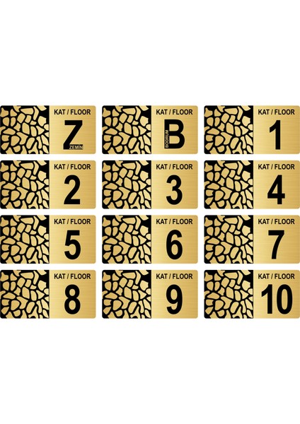 Apartman Bina Kat Numarası Levhası 9X18 cm Altın Renk