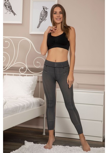 Black White Microgrid Seamless Pantolon Tayt modelleri