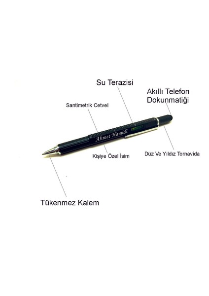 Ahşap Kutuda Mühendis Kalemi Tornavida Su Terazi Cetvel Kişiye Özel Kalem