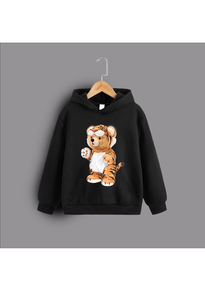 Erkek Çocuk Teddy Bear Baskılı Kapüşonlu Sweatshirt