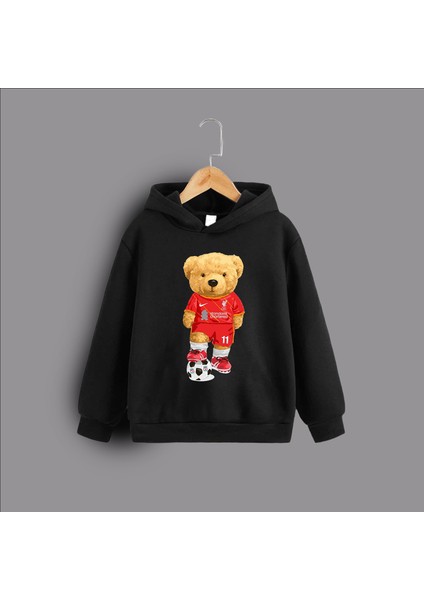 Erkekçocuksiyahbaskılıkapüşonlusweatshirt