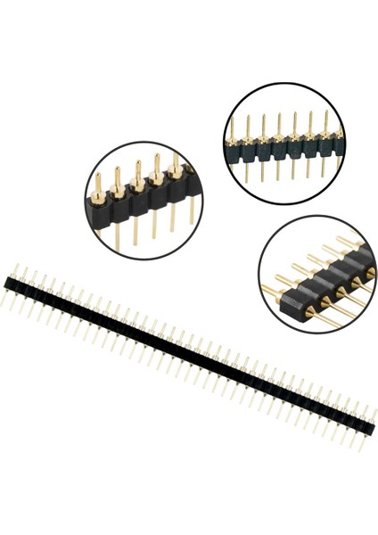 1X40 Pin Precision Erkek Header Tek Sıra 2.54MM 180 Derece Altın Kaplama