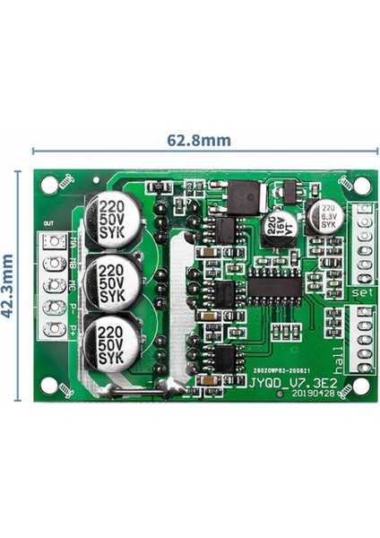 Dc 12V 36V 15A 500W Fırçasız Motor Sürücü Pwm Bldc Kontrol Kartı Jyqd-V7.3e2 120 Derece