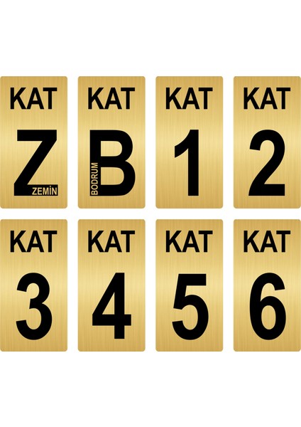 Apartman Bina Kat Numarası Levhası 5X10 cm Altın Renk