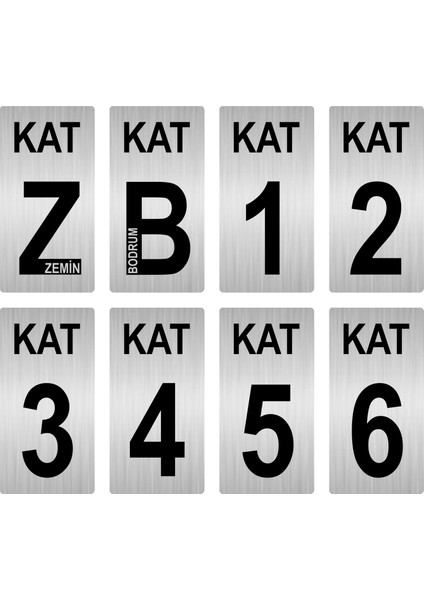 Apartman Bina Kat Numarası Levhası 6X12 cm Gümüş Renk