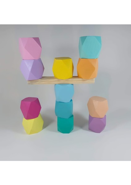 Wood Blocks Ahşap Denge Blokları Montessori Waldorf Eğitimi 12'li Set
