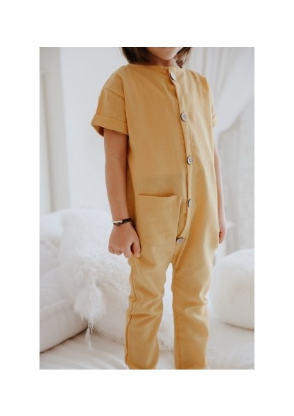 Şile Bezi Tulum Çocuk Unisex Hardal modelleri