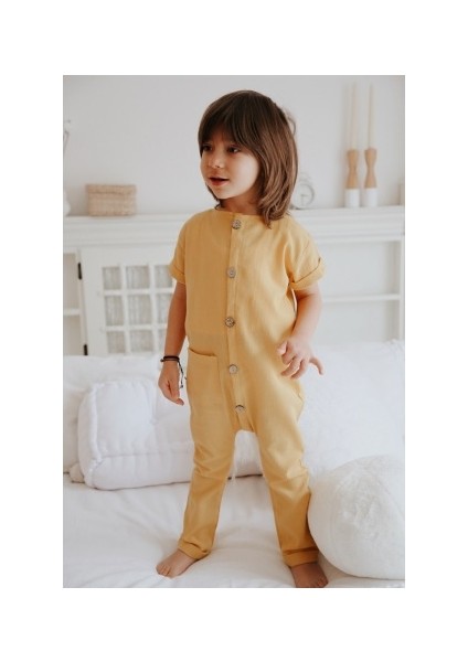 Şile Bezi Tulum Çocuk Unisex Hardal fırsatları