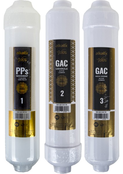 - Su Arıtma Cihazları Için 12'' Alkalix Çubuklu 3'lü Ön Filtre Seti