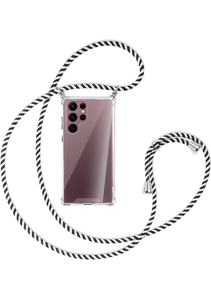 Samsung Galaxy S22 ULTRA Kılıf Boyun - Omuz Askılı Korumalı ZEBRA (Siyah-Beyaz) iPli Anti Şok Şeffaf Silikon fırsatları