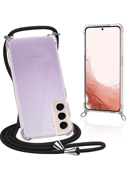 Samsung Galaxy S22 PLUS Kılıf Boyun - Omuz Askılı Köşe Korumalı Beyaz iPli Kordonlu Anti Şok Şeffaf Silikon fırsatları