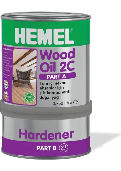 Hemel Wood Oil 2c-Ahşaplar Için Çift Komponentli Yağ-Dark Oak 0,900 Lt