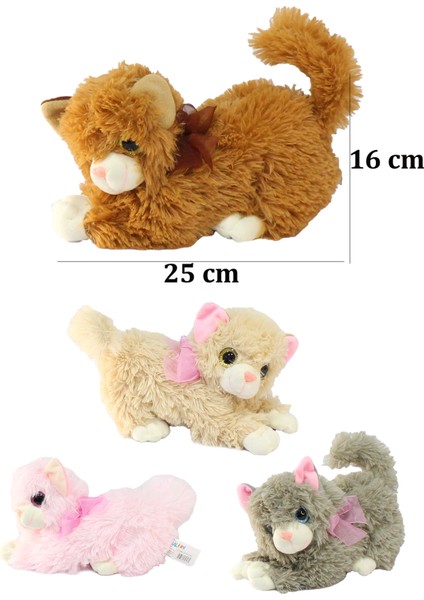 Miyavlayan Sesli Kedi Peluş Oyuncak 25 cm Gri