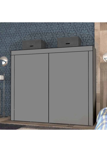 Geniş Hacimli Raflı Askılı Bez Dolap Gardrop Gri fiyatları