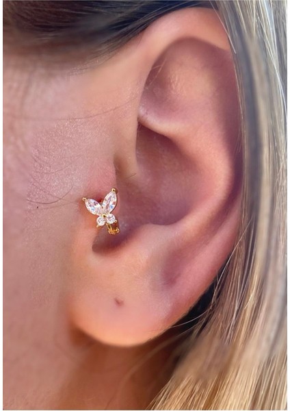 Cerrahi Çelik Kelebek Model Tragus Helix Rook Uyumlu Halka Piercing