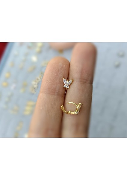 Cerrahi Çelik Kelebek Model Tragus Helix Rook Uyumlu Halka Piercing fiyatları