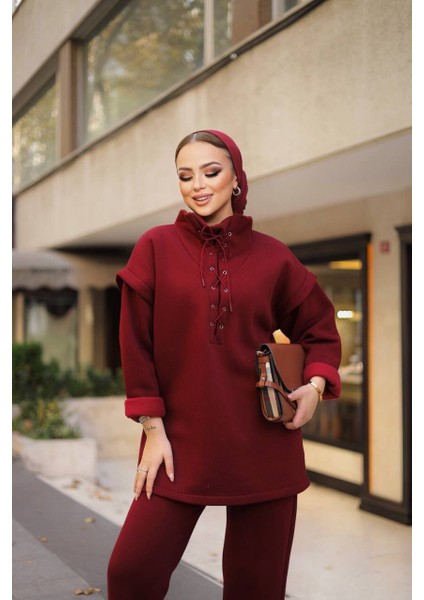 Keıva Kadın Üç Iplik Bordo Eşofman Takımı modelleri