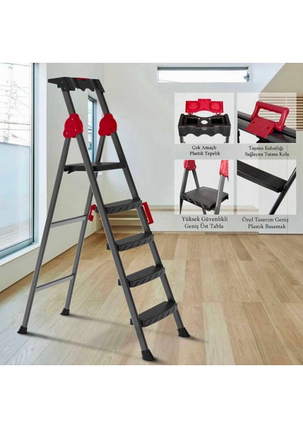 51204 Comfort 4+1 Plastik Basamaklı Merdiven