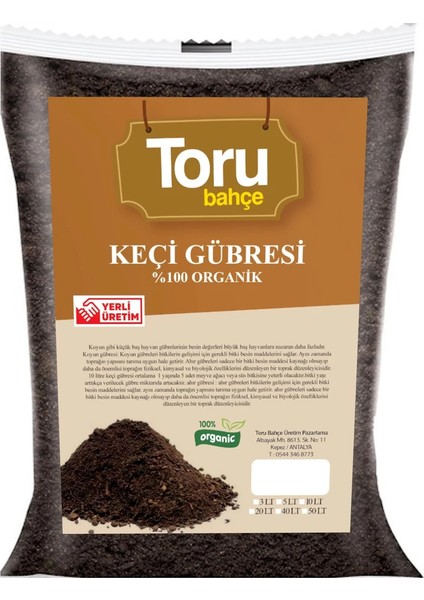 Toru Bahçe Çiçek ve Bitki Keçi Gübresi 40 Lt