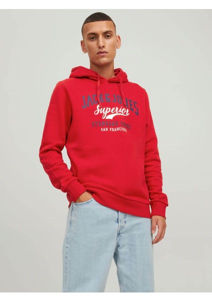 Erkek Sweatshirt Kırmızı 12210824 Jjelogo Sweat Hood 2